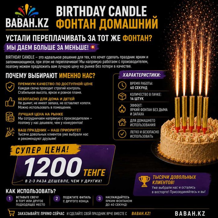 Фонтан домашний BIRTHDAY CANDLE