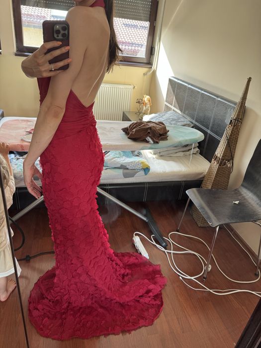 Rochie rosie lungă Tarık Ediz US 8 – nouă cu eticheta