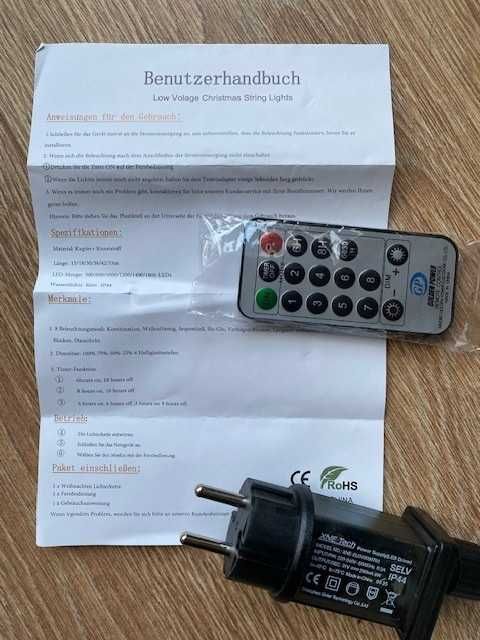 Instalație Ollny 1000 LED 100 m, telecomandă, timer, IP44 – nouă