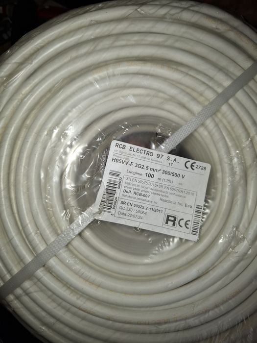 Cablu electric MYYM / H05VV-F 3 x 2.5 mmp, cupru