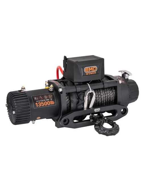 Troliu electric auto EMD Winch 13500lbs (6123kg), 12V, cablu sintetic, 25m, raport 150:1