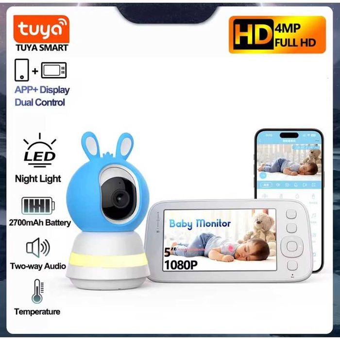 Baby Monitor B2, 5" HD, камера + экран, новый видеоняня  Tuya Smart