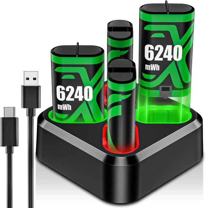 ZRZLMVP Батериен пакет за Xbox контролер - 4x6240mWh батерии и зарядно