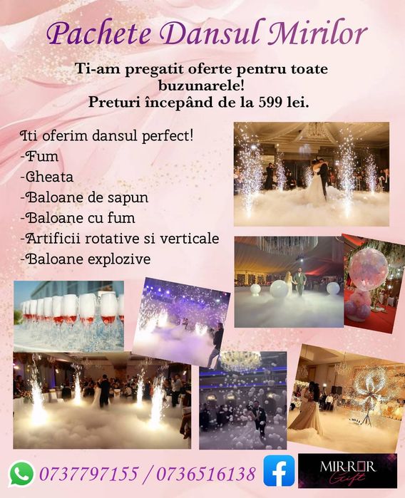 Fum greu dansul mirilor - Artificii rotative și verticale - Baloane explozive, gheata carbonica primire invitati