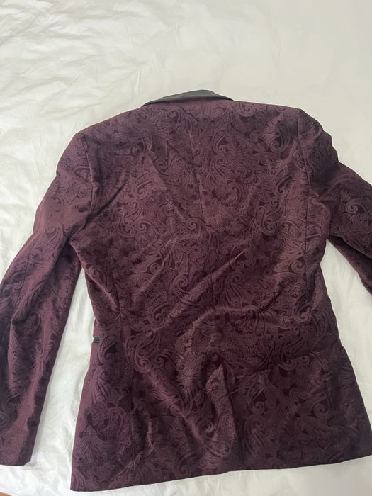 Sacou bărbătesc NEXT vișiniu de catifea slim fit