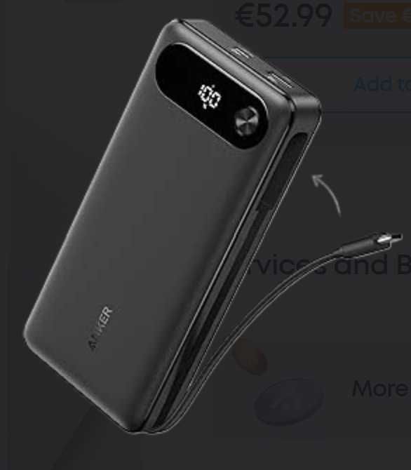 Powerbank Anker Powercore 20000 mAh 87W cablu USB-C, Negru