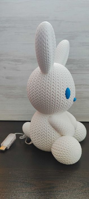Детска нощна лампа с дистанционно - плетено зайче