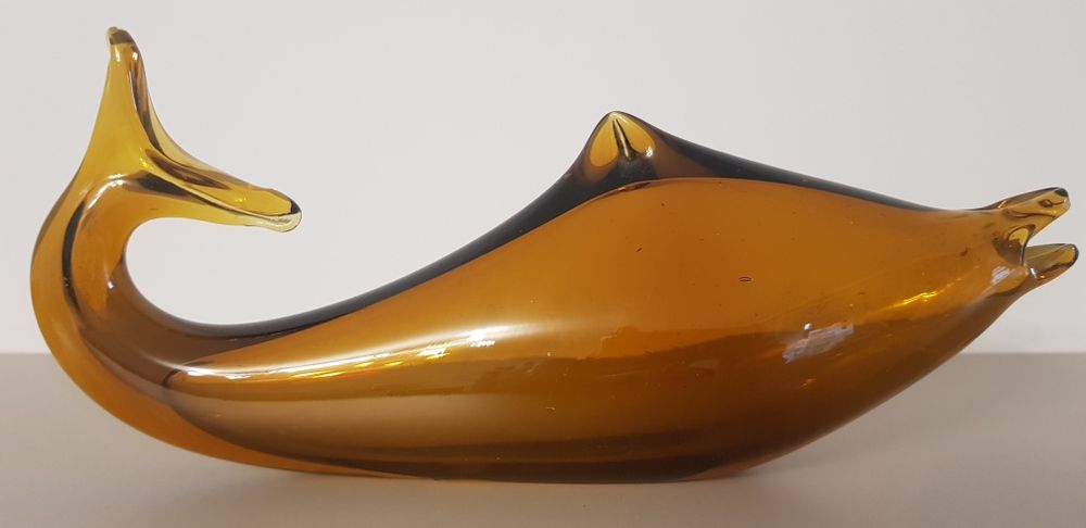 Риба-ваза от кафяво стъкло