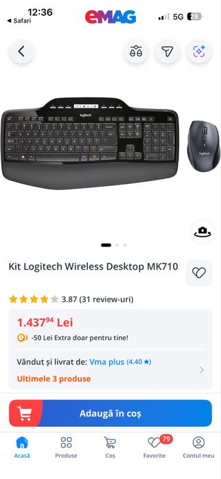 Tastatura Logitech MK710 wirelesse + dongle logitech unifying