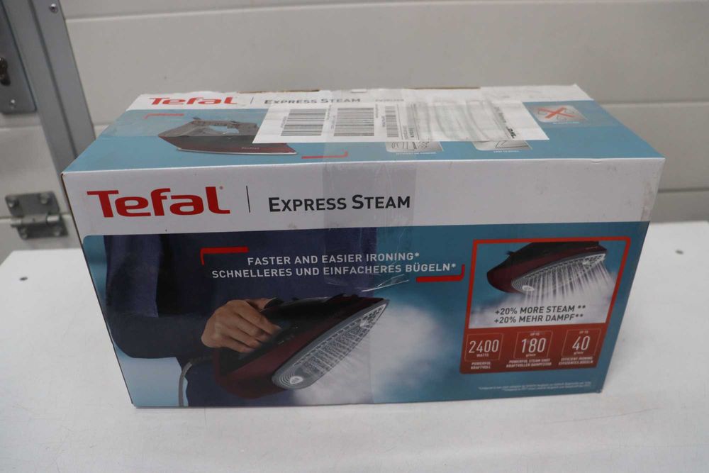 Парна ютия Tefal Express Steam FV2846E0, 2400W, 180 g/min, 0-40 g/min, 270 ml, бордо