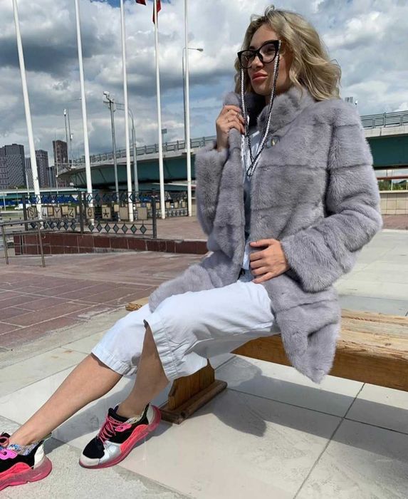 Haina vizon blana naturala , Haină de nurcă , 4 in 1 Transformer