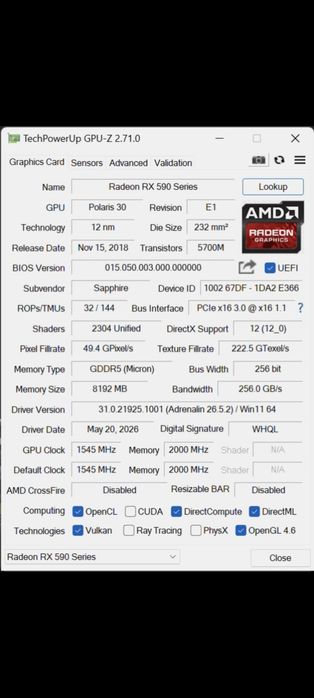 Продам Rx590 8gb