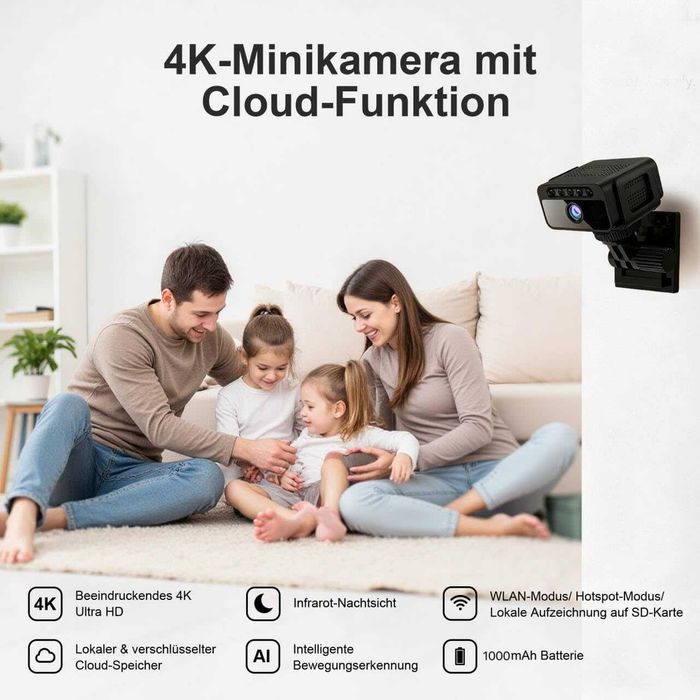 Mini Camera WiFi 4K - 38 x 51 x 38 mm