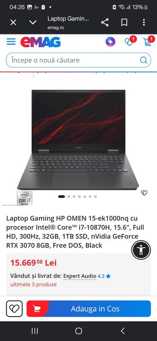 laptop  gaming – stare foarte bună