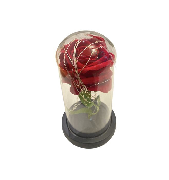 Trandafir in Cutie CADOU CU LED in CUPOLA de Sticla