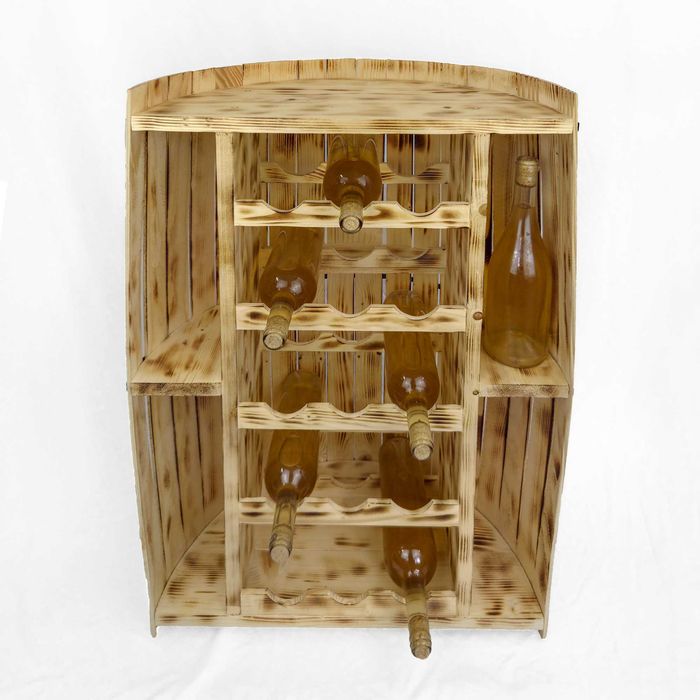 Дървена стойка / поставка за бутилки вино с формата на бъчва