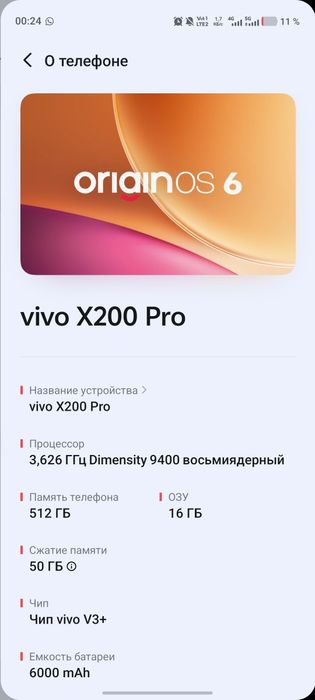 Vivo x200 pro Global 16/512 92%