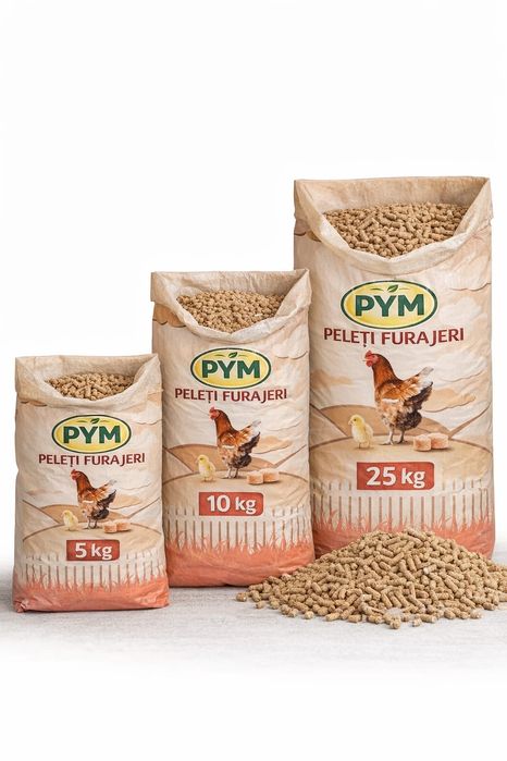 Peleti furajeri PYM – gaini,Porci, Oi, Capre | Sac 5kg / 10kg / 25kg