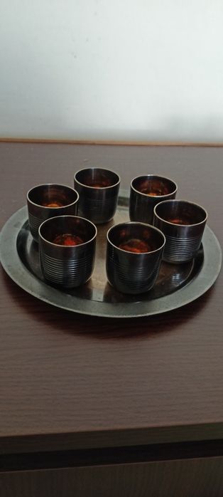 Ретро комплект чаши посребрени с поднос