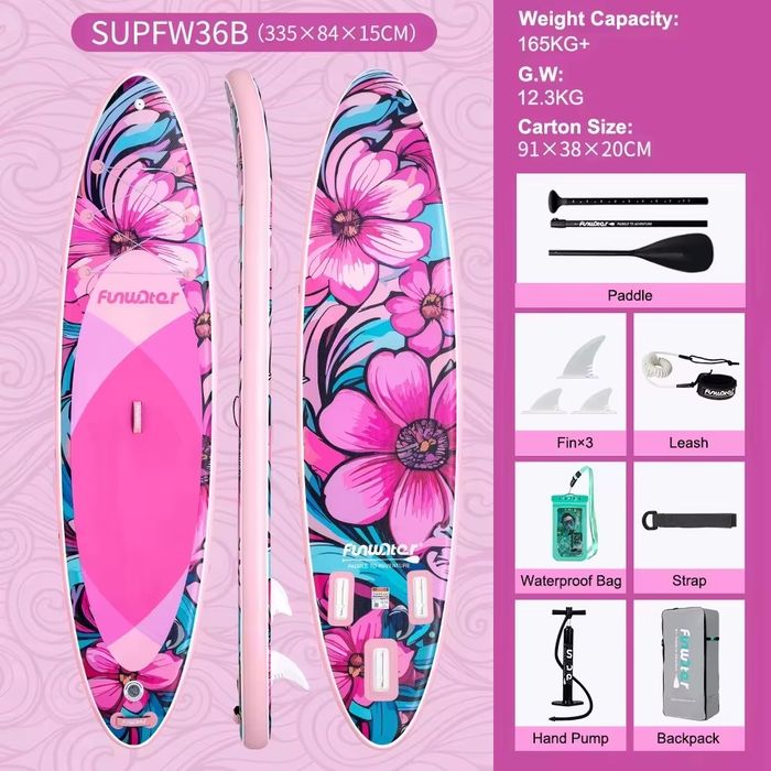 FunWater SUPFW36B 335 см – Надуваем SUP падъл борд, пълен комплект
