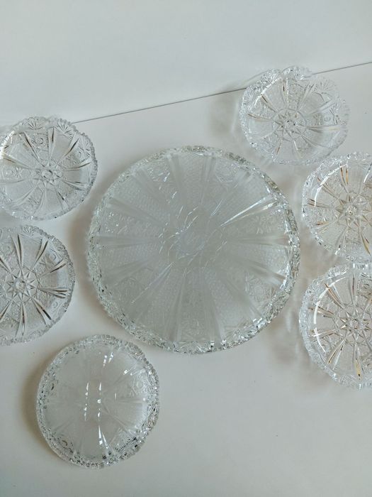 Соц Масивен КРИСТАЛЕН СЕРВИЗ ЗА Торта - НЕ Е Стъкло