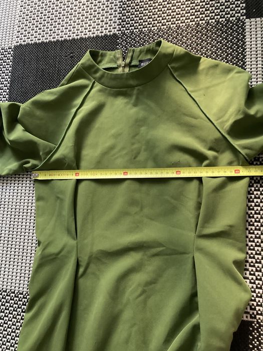 Rochie Bluzat Moda Urbana maxi verde retro cu maneci bufante