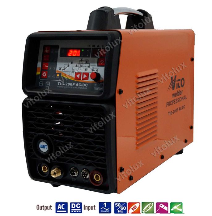 200 Амп. AC/DC Монофазни TIG+ЕЛЕКТРОЖЕН Заваръчни  Апарати, пулс режим