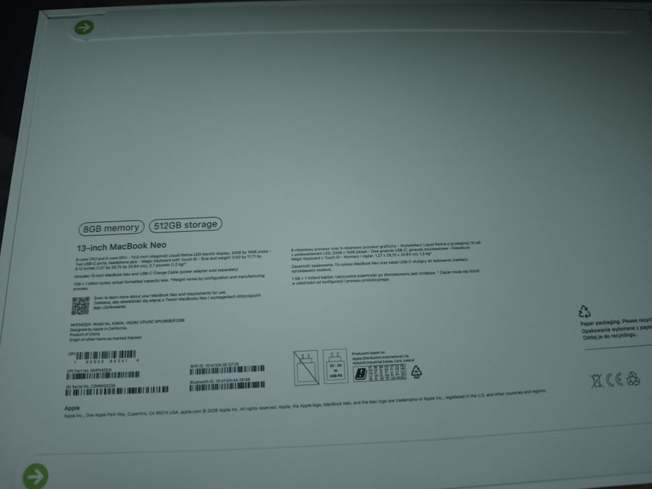 Apple macbook Macbook NEO 13' Indigo