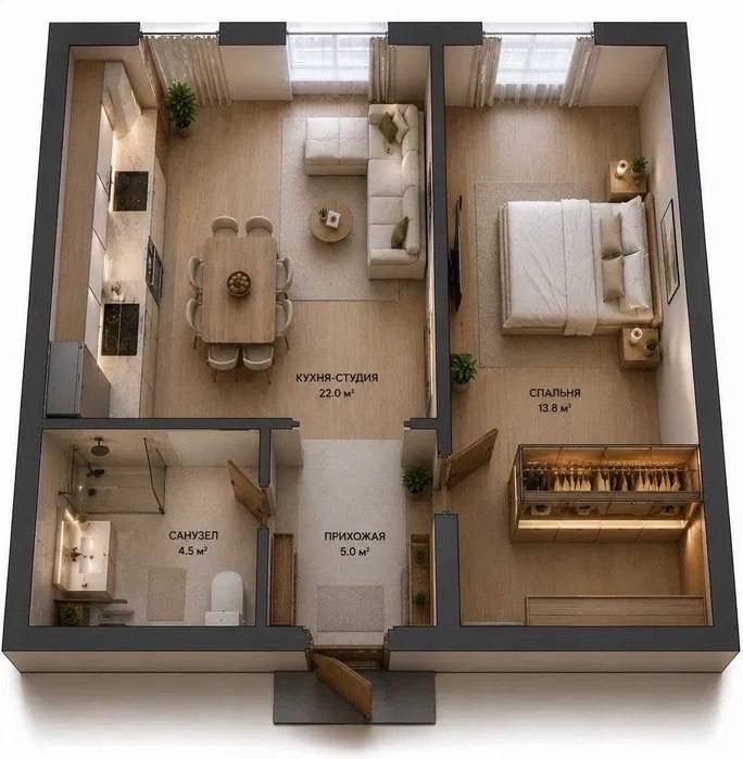 Квартира Ж/К Darhan Residence 2/4/12 50 кв.м