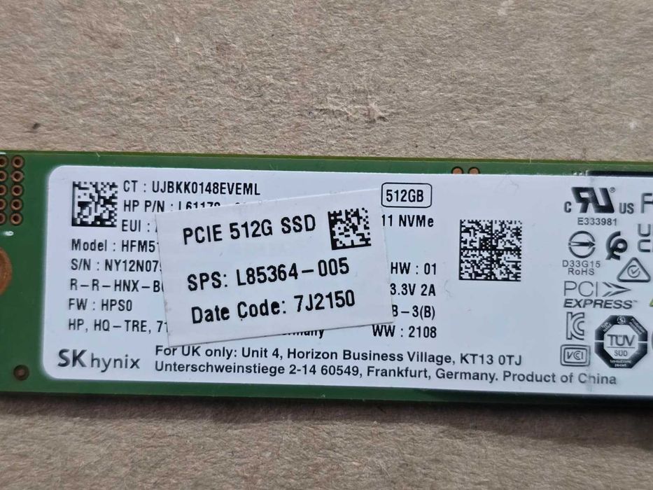 Solid State Drive SSD M.2 NVMe SK hynix BC511 512GB PCIe Gen3 x4 oem HP