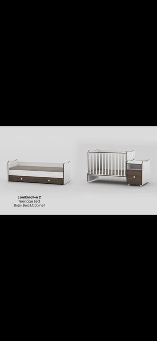 Комбинирано бебешко легло-люлка с шкаф и чекмеджета 3в1