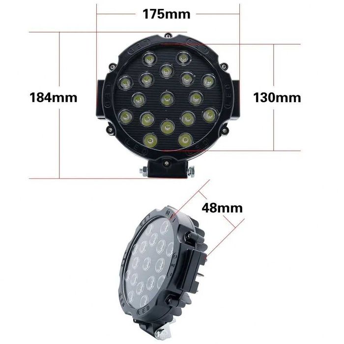 OFF ROAD кръгъл LED фар 17 21 диода 51W 63W