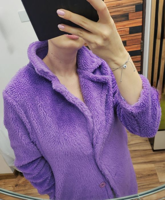Palton dama, Bumbac/Poliester, Violet, Marime Unica