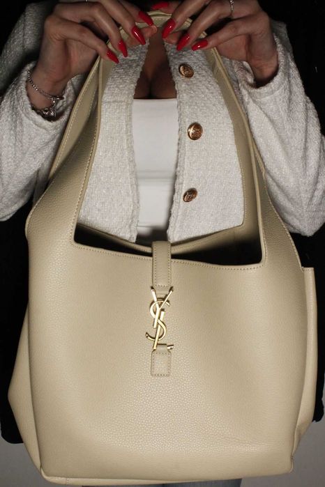 Accessories YSL LE 5 À 7 bea in grained leather Beige