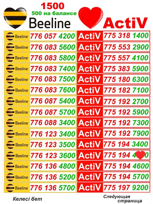 GSM номера. Сим карты Актив, Билайн