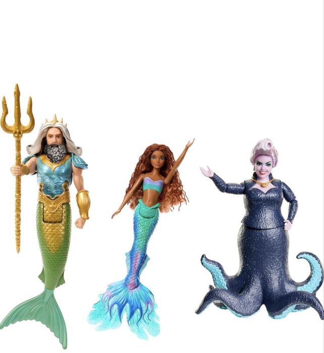 Малката Русалка Mattel, Цар Трон, Урсула сет от 3 кукли оригинални