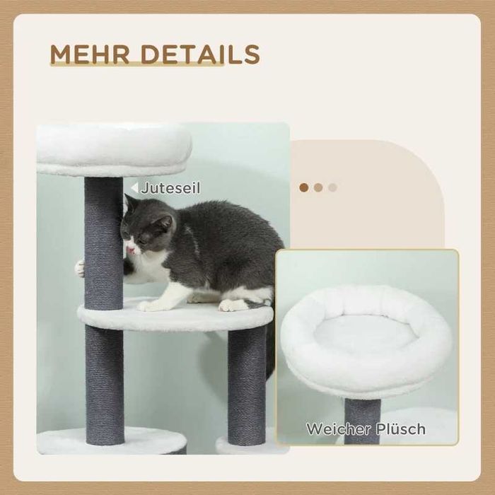Дърво за котки PawHut с 1 котешка пещера, 1 котешко легло, 2 платформи