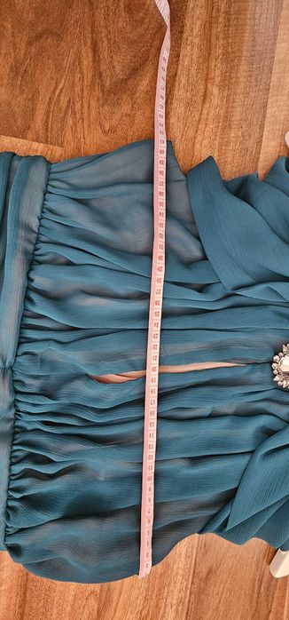 Rochie DY Fashion turcoaz din voal cu accesoriu