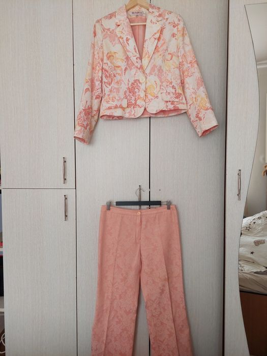 Costum damă elegant Moda Aliss măr. 44 – aproape nou | Sacou + pantaloni | CADOU eșarfă din mătase