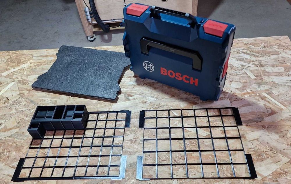 Organizatoare in cutii Bosch L-Boxx sau Festool, Makita, etc, sau in sertare, cu sistemul Gridfinity + cutii cu capac transparent