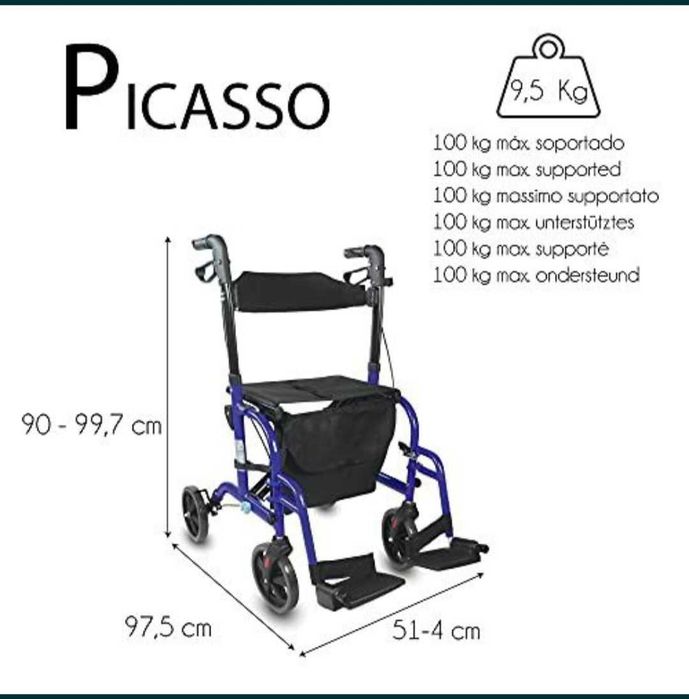 Scaun cu rotile, premergător Mobiclinic Picasso. (NOU)