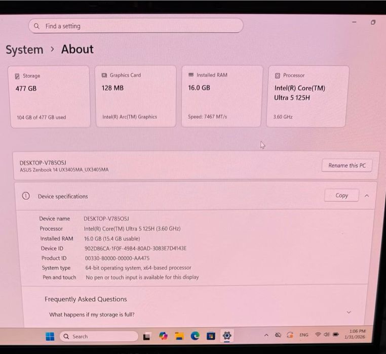 Лаптоп Asus Zenbook 14