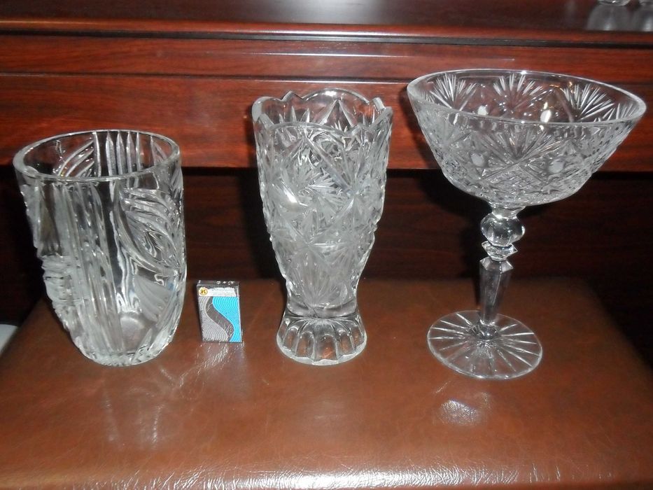 Вазы и конфетница, хрусталь.