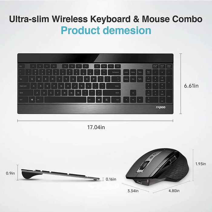 Самый стильный комплект клавиатура + мышь - Rapoo 9900M по акции!