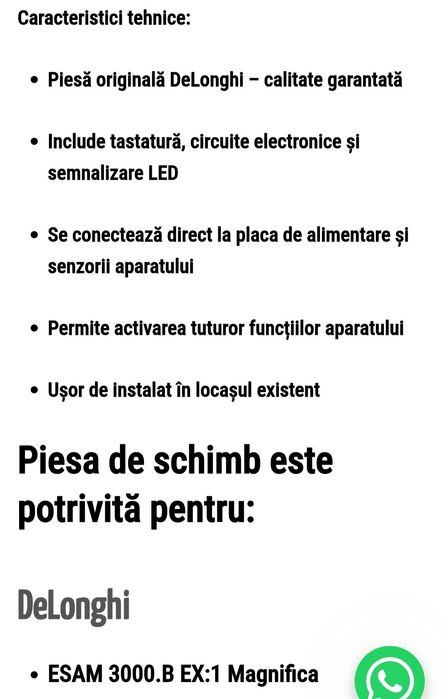 Placa/modul comanda panou frontal DeLonghi