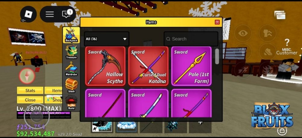 Продаю блокс фрукт аккаунт