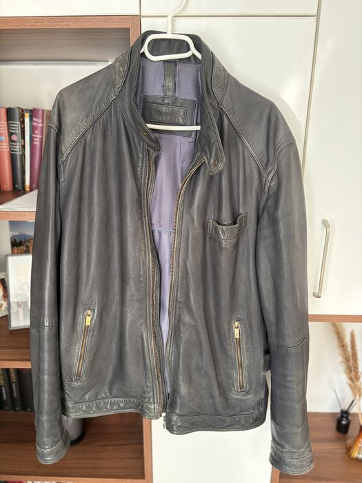 Geacă bărbătească din piele naturală MASSIMO DUTTI | Mărimea XL | Piele fină (Pelle Ovina)