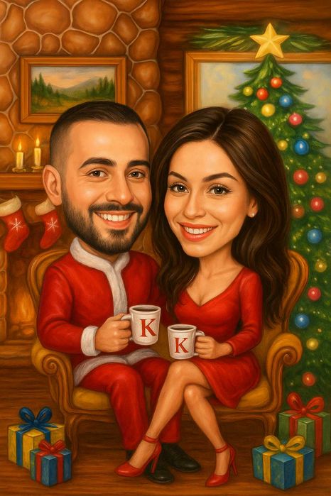 Персонализирана Коледна Карикатура в Рамка (ПЕРФЕКТНИЯ ПОДАРЪК)