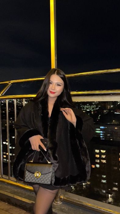 Пончо с натуральной шиншиллой