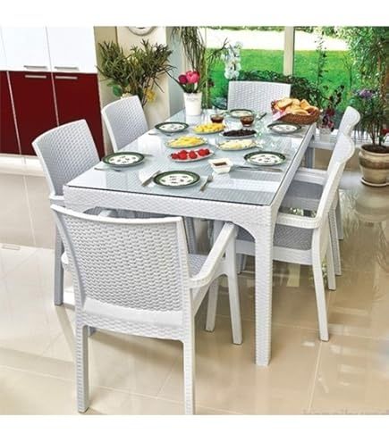 Много здрав и Красив градински комплект 6 стола и голяма маса 90/150